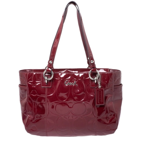 Coach Red Gallery Embossed Patent Leather Tote - Picture 1 of 9
